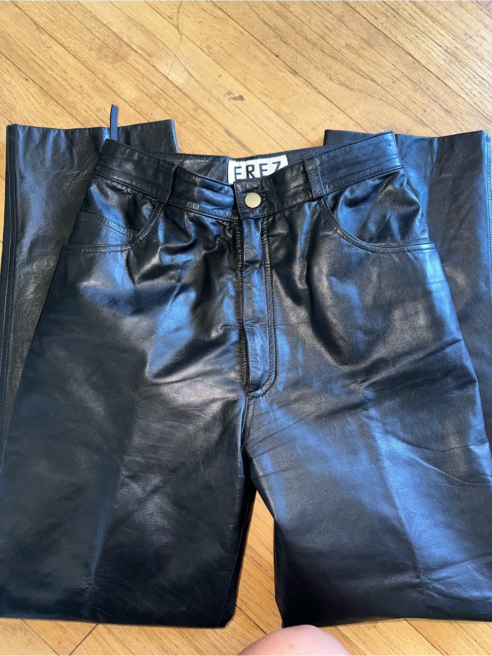 Black Faux Leather High-Rise Straight Leg Pants - Picture 6 of 9
